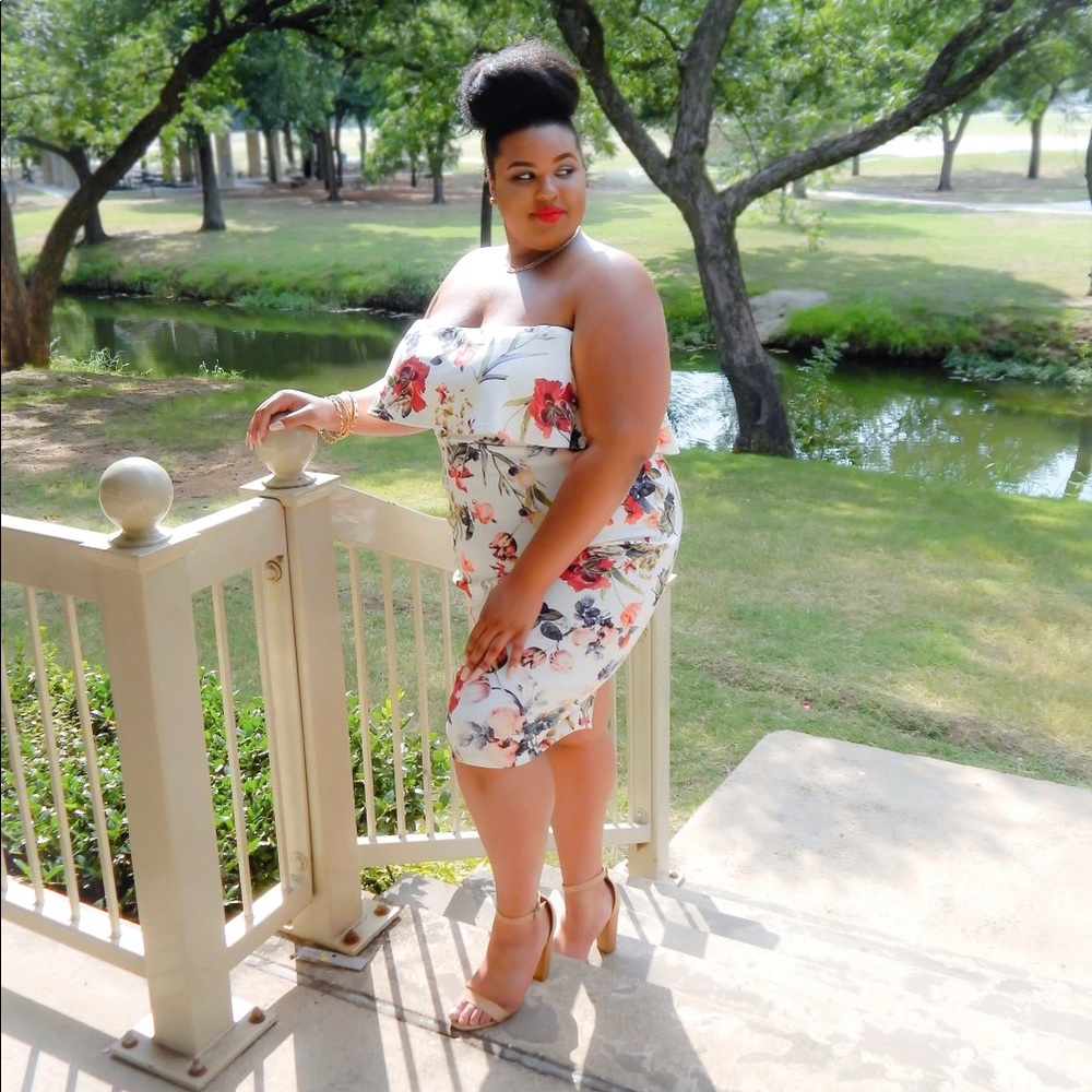 Strapless Floral Dress